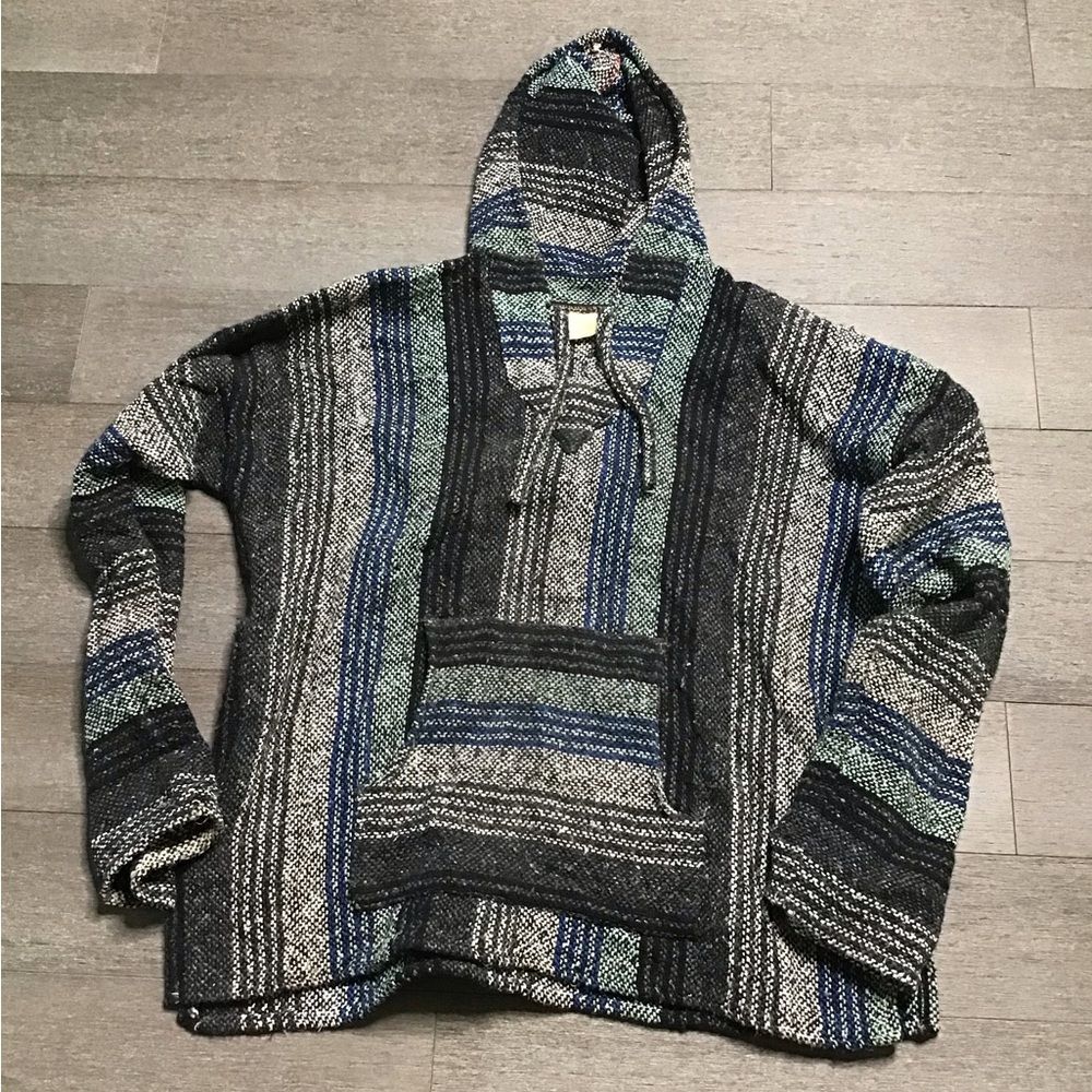 Men's Striped Hooded Woven Sweater - SizeL